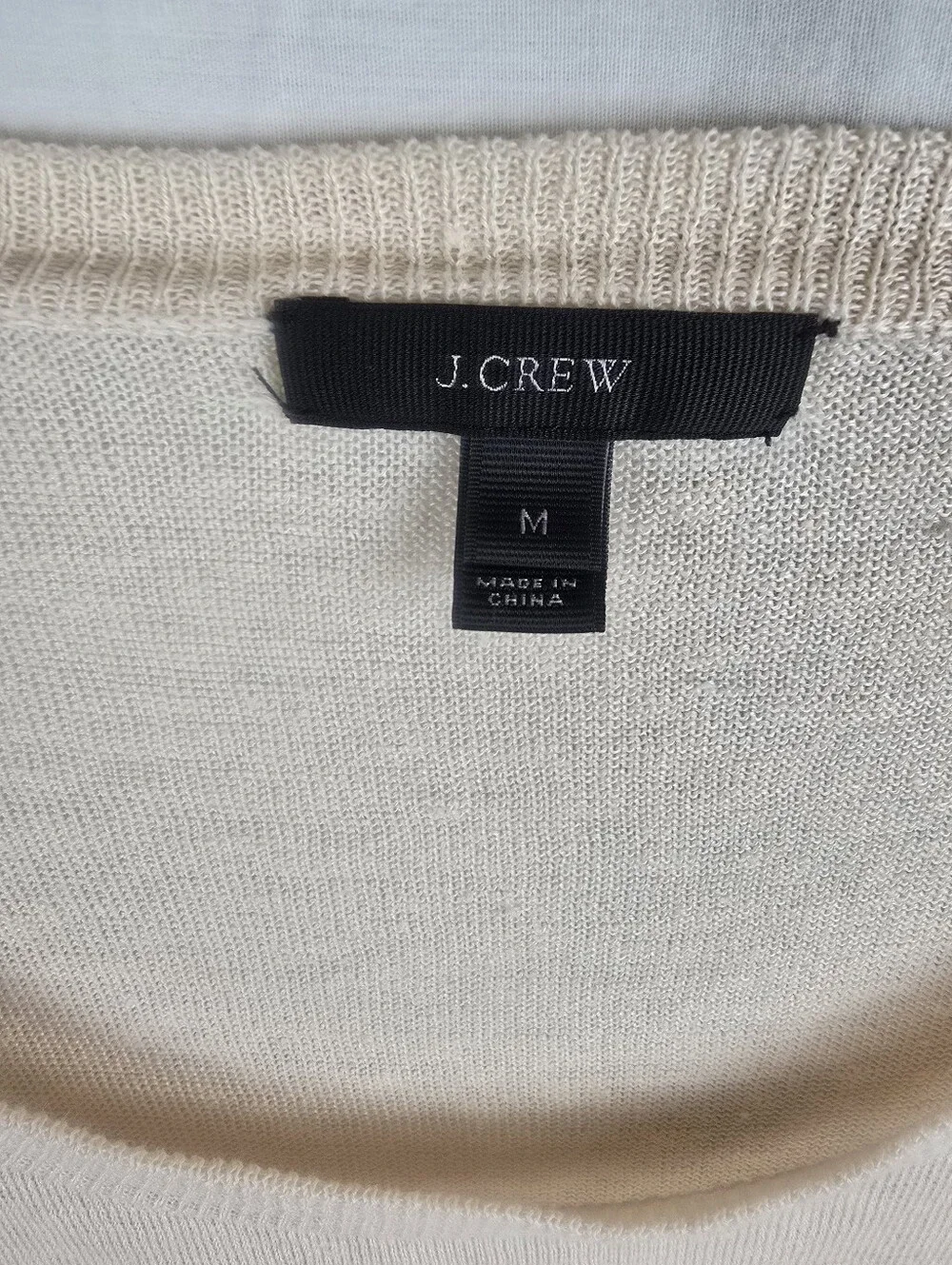 J. Crew Cream Scoop Neck Lightweight Linen Sweater Sz M